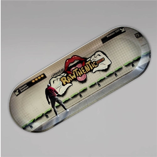 Raw metal skate deck rolling tray Grafitti 3