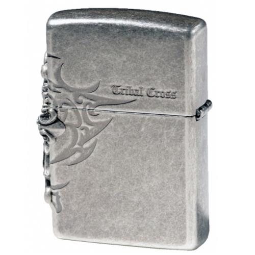 Zippo - Side Tribal Cross Emb Silver - Rabbit Habit 