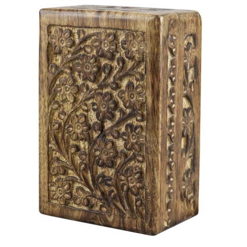 Floral Carved Wood India Stash Box - Rabbit Habit 
