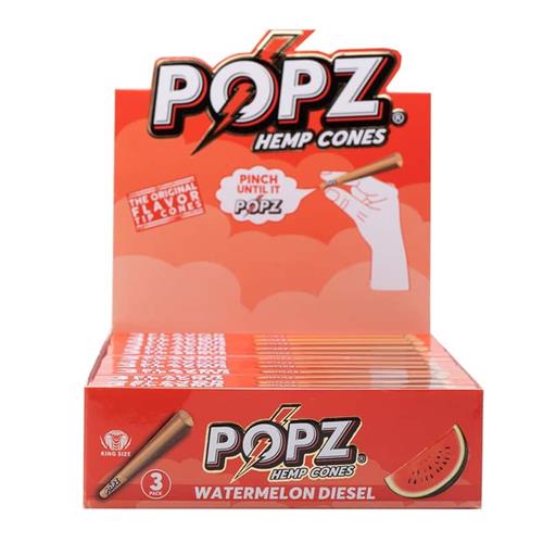 POPZ - 3 Hemp King Size Cones - Watermelon Diesel - Rabbit Habit 