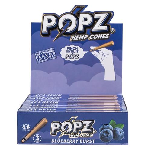 POPZ - 3 Hemp King Size Cones - Blueberry Burst - Rabbit Habit 