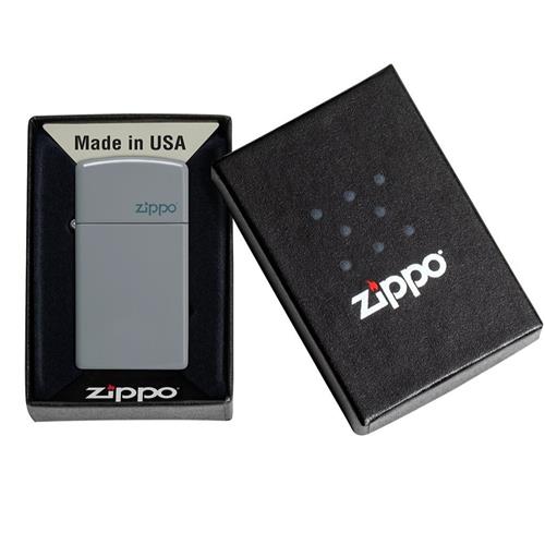 Zippo - Slim Flat Grey Zippo Logo - Rabbit Habit 